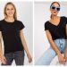 Czarne t shirty basic z dekoltem V